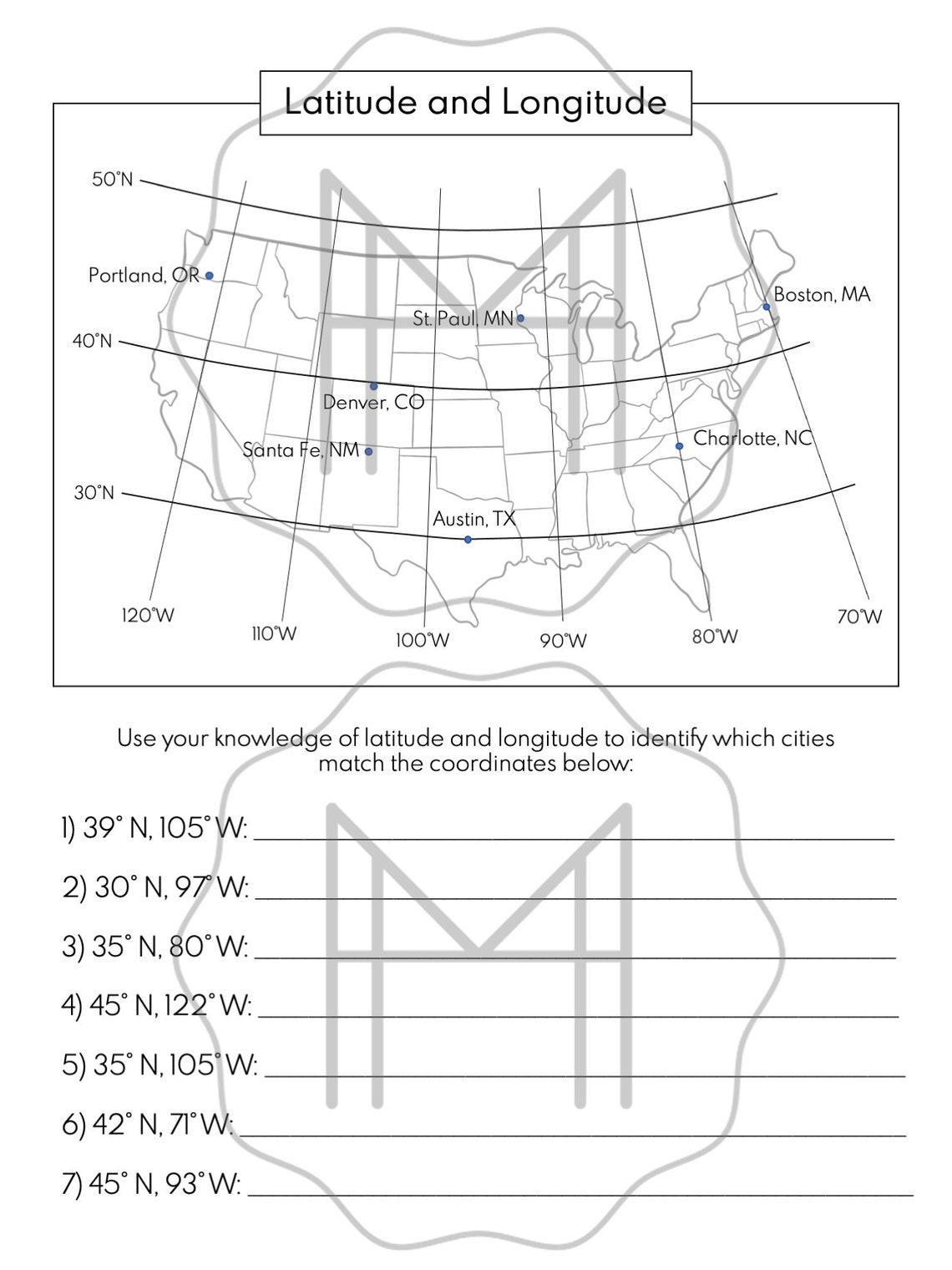 Latitude and Longitude 3-part Cards, Posters, and Task Cards - Etsy