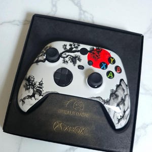Japan ink sumi-e hand painted xbox controller or faceplate with Sakura or Mountain motive
