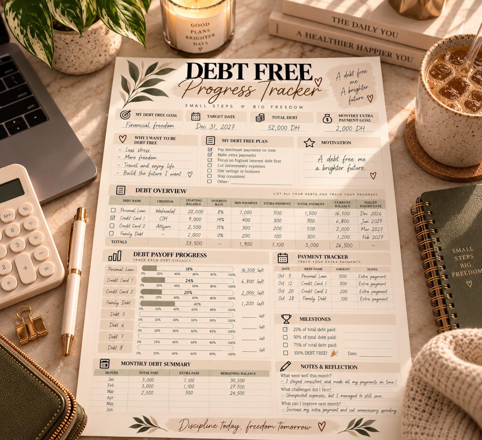 Debt Payoff Tracker Printable, Debt Free Progress Planner PDF - Etsy