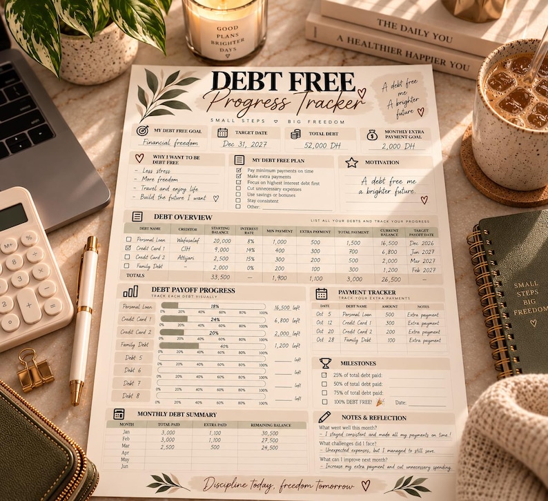 Debt Payoff Tracker Printable, Debt Free Progress Planner PDF - Etsy