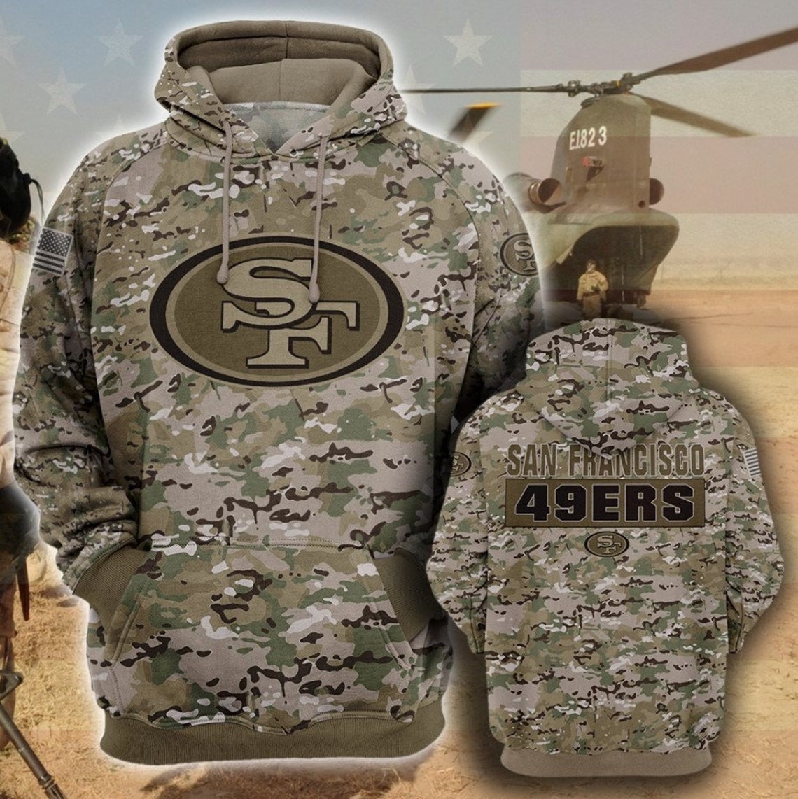 San Francisco 49ers NFL Team Camo Hoodie Camouflage Sport Etsy