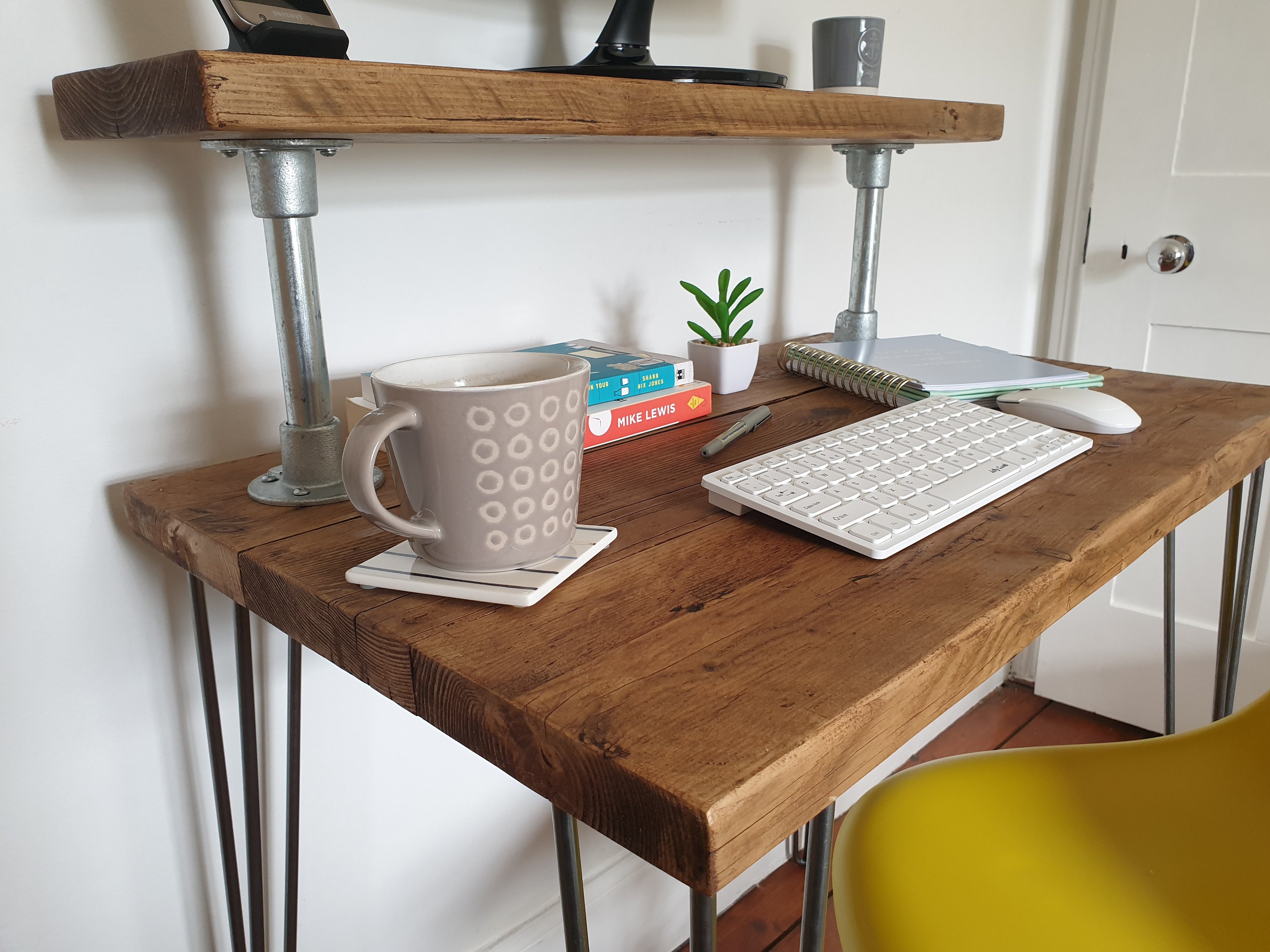 Reclaimed Scaffold Board Desk Additional Raised Shelf Etsy