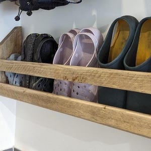 Reclaimed Timber Wall Mounted Shoe Rack - Handmade in Cornwall