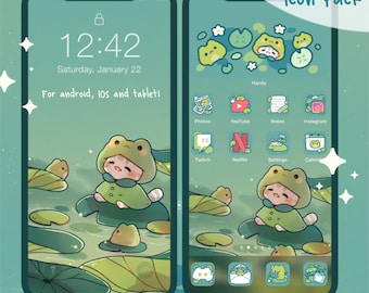 Cute Froggy App Icon Set | Kawaii Aesthetic Theme  for Android IOS Tablet & Desktop