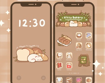 Kitty Bakery App Icon Set | Kawaii Aesthetic for Android IOS Tablet & Desktop