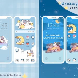 Dreamy Kitty App Icon Set | Kawaii Aesthetic Theme for IOS Android Tablet & Desktop