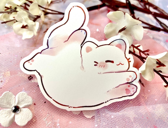 Stretchy Kitty Vinyl Sticker/ Laptop Stickers/ Cute Stickers