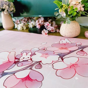 Conejitos Sakura • Alfombrillas de escritorio • 36" x 18" (90 cm x 45 cm)