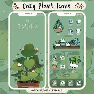 Cozy Plant Bunnies App Icon Set | Kawaii Aesthetic Theme  for Android IOS Tablet & Desktop