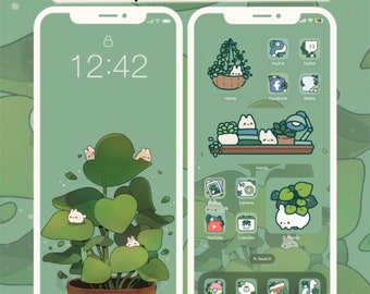 Cozy Plant Bunnies App Icon Set | Kawaii Aesthetic Theme  for Android IOS Tablet & Desktop