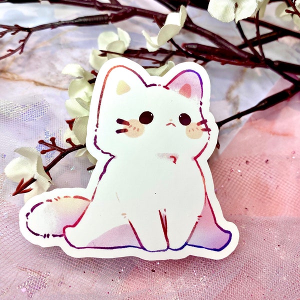 Sitting Kitty Vinyl Sticker/ Laptop Stickers/ Cute Stickers