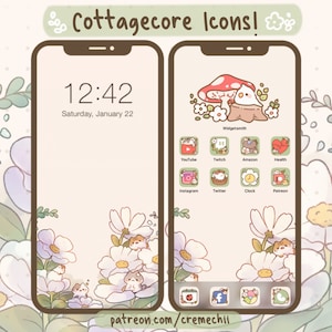 Cute Cottagecore App Icon Set | Kawaii Aesthetic Theme  for Android IOS Tablet & Desktop