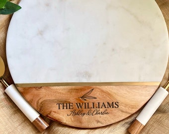 Charcuterie Board Personalized, Wedding Gift For Couple, Custom Cheese Board, Fall Host Gift, Marble Cutting Board, Bridal Shower Gift