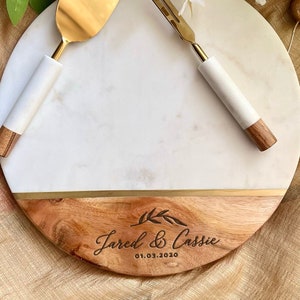 Charcuterie Board Personalized with 2pc Cutlery, Wedding Gift For Couple, Cutting Board, Custom Cheese Board, Engagement Gift,Bridal Shower