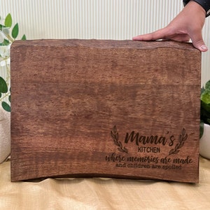 Live Edge Charcuterie Board, Personalized Gift For Mom, Custom Cutting Board, Grandma Gift, Serving Board, Hosting Decor,Rustic Cheese Board