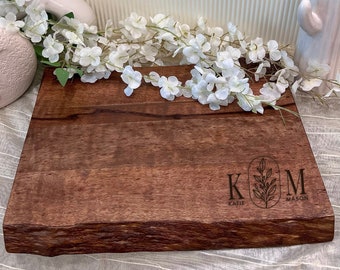 Personalized Live Edge Monogram Charcuterie Board, Bridal Shower Gift, Wedding Engagement Gift, Birthday Gift, New Home House Warming Gift