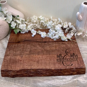 Personalized Live Edge Cheese Board, Custom Cutting Board, Charcuterie Board, Wedding Gift, Unique Gift Idea
