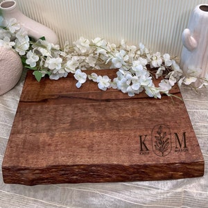 Personalized Live Edge Charcuterie Board, Bridal Shower Gift, Wedding Engagement Gift, Birthday Gift, New Home Gift, House Warming Gift