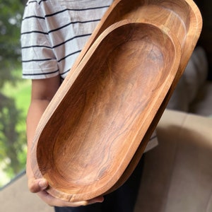 Wood Dough Bowl Handmade, Gift For Host, Hand Carved Extra Large Bread Bowl, Summer Decor, Rustic Fruit Bowl, Centerpieces for Dining Table