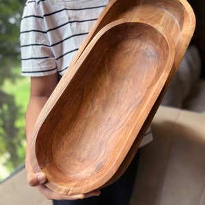 Handmade Hand Carved Extra Large Bread Bowl, Large Handmade Wood Dough Bowl, Farmhouse Decor Rustic Wood Bowl, Centerpieces for Dining Table