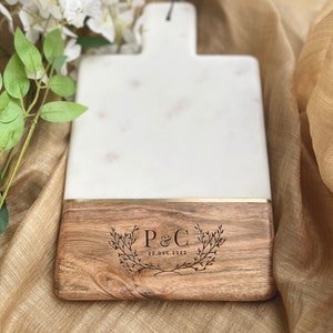 Personalized Charcuterie Board, Monogrammed Cheese Board, Engagement Gift, Custom Marble Cutting Board, Wedding Gift for The Couple,Newlywed