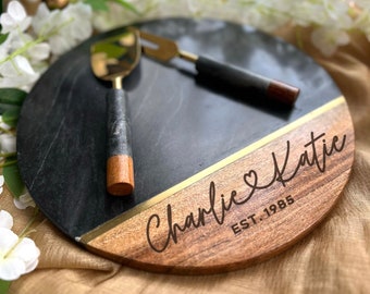 Gift for Couples, Personalized Charcuterie Board, Cheese Board, Gift for Weddings, House Warming, Corporate Gifting, Board with 2 pc cutlery