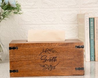 Wooden Tissue Box Cover, Farmhouse Tissue Holder, Guest Bathroom Organizer, Coffee Table Accent Gift