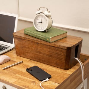 Wood Cord Management Box, Home-Decor, Cable Organizer, Desk Storage Organization, Power Strip Cover, Wire Hider, Surge Protector Cover