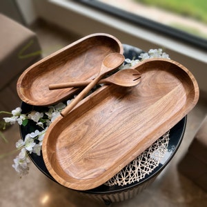 Extra Long Handmade Dough Bowl, Hand Carved Wooden Bread Bowl, Large Serving Bowl, Bread Bowl, Rustic Farmhouse Decor