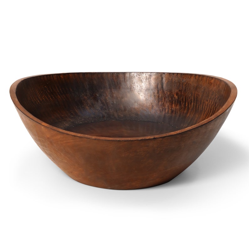 Curved Wood Dough Bowl / Decor Bowl for Ottoman, Living Room, Kitchen image 1