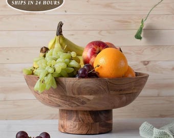 大型タメグルート陶器フルーツボウル：黄色のモロッコ陶器のセンター