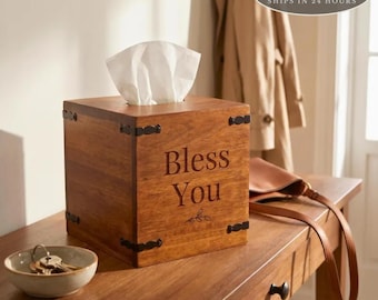 Wooden Square Tissue Box Holder: Decorative Tissue Cover, Entryway Table Decor, Workspace Organizer, Minimal Home Accessory