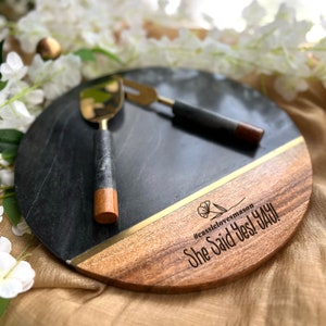 Personalized Serving Board, Engagement Gift, Bridal Shower Gift, She Said Yes Charcuterie Board, Wedding Gift, Monogrammed Cheese Board