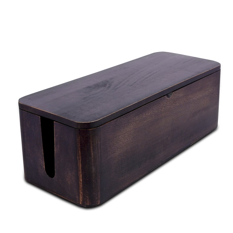 2 Pack Large Cable Management Box – Wooden Style Cord Organizer