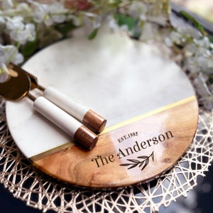Personalized Charcuterie Board, Custom Engraved Cheeseboard, Wedding Gift, Marble Cutting Board, Mother Of The Bride Gift, Serving Platter