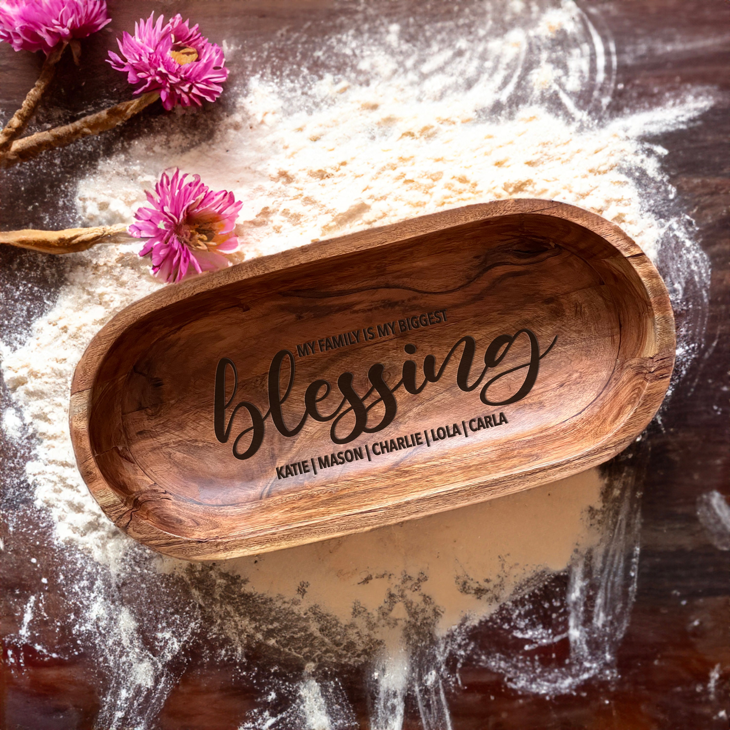 Personalized Prayer Bowl, Religious Gifts, Engraved Wooden Bowl, Easter Home Decor, Dough Bowl, Christian Gifts, Table Centerpiece, Hosting