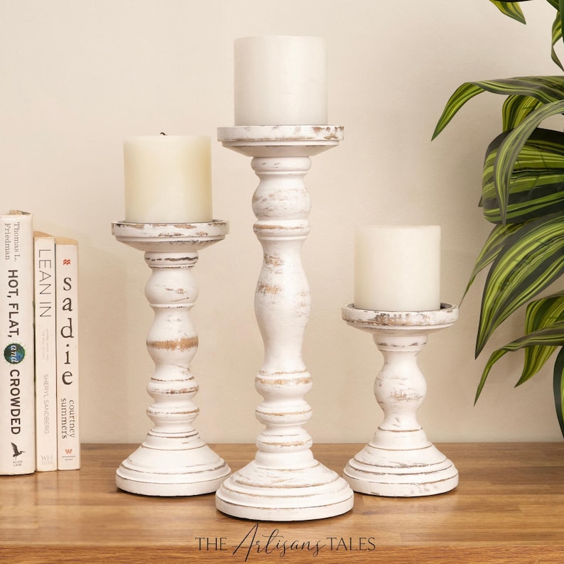 Candlestick Holder, Wood Candle Stand, Dining Table Decor, Wedding Centerpiece, Pillar Candle Holder, Table Centerpiece, Rustic Candle Holder, Tall Candle Holder, Hosting Decor, Wedding Decor, Holiday Decor, Christmas Gifts, Kitchen-And-Dining