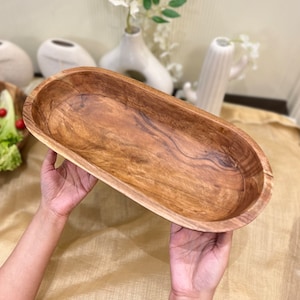 Large Handmade Wood Dough Bowl, Fall Host Gift, Wooden Fruit Bowl, Large Bread Making Bowl, Long Proofing Bowl, Kitchen Serving Tray, Decor