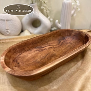 Cuenco extragrande para masa apto para alimentos, decoración para fiestas, cuenco largo de madera, menaje, frutero, cocina y comedor, cuenco para hacer pan