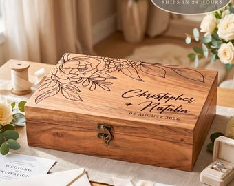 Personalized Memory Box: Bleached Acacia Keepsake Box, Wedding Gift, Anniversary Gift