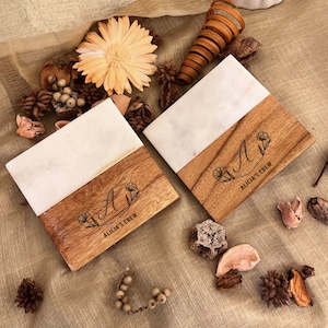 Personalized Wood and Ceramic Coasters - Bridal Shower, Couple Anniversary, Bridesmaid, Housewarming Unique Gift Ideas