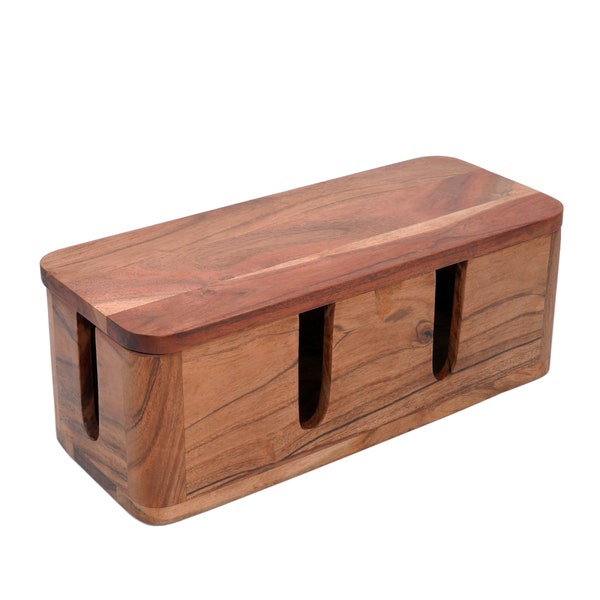 Premium Wood Cable Storage Box, Cord Organizer, Powerline and Charger Wire Management Box,  For Home, Hotel, Rooms