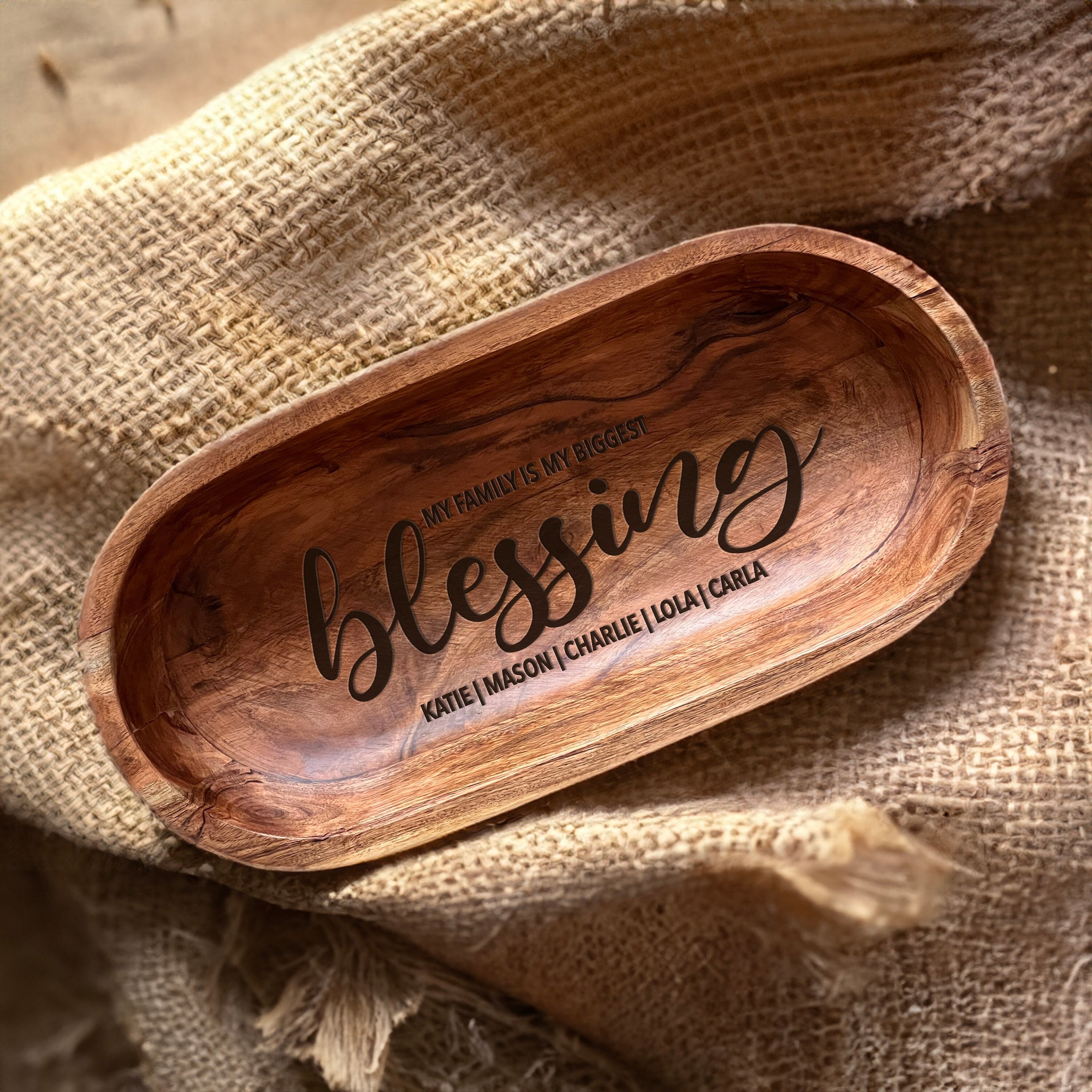Personalized Prayer Bowl, Religious Gifts, Engraved Wooden Bowl, Easter Home Decor, Dough Bowl, Christian Gifts, Table Centerpiece, Hosting