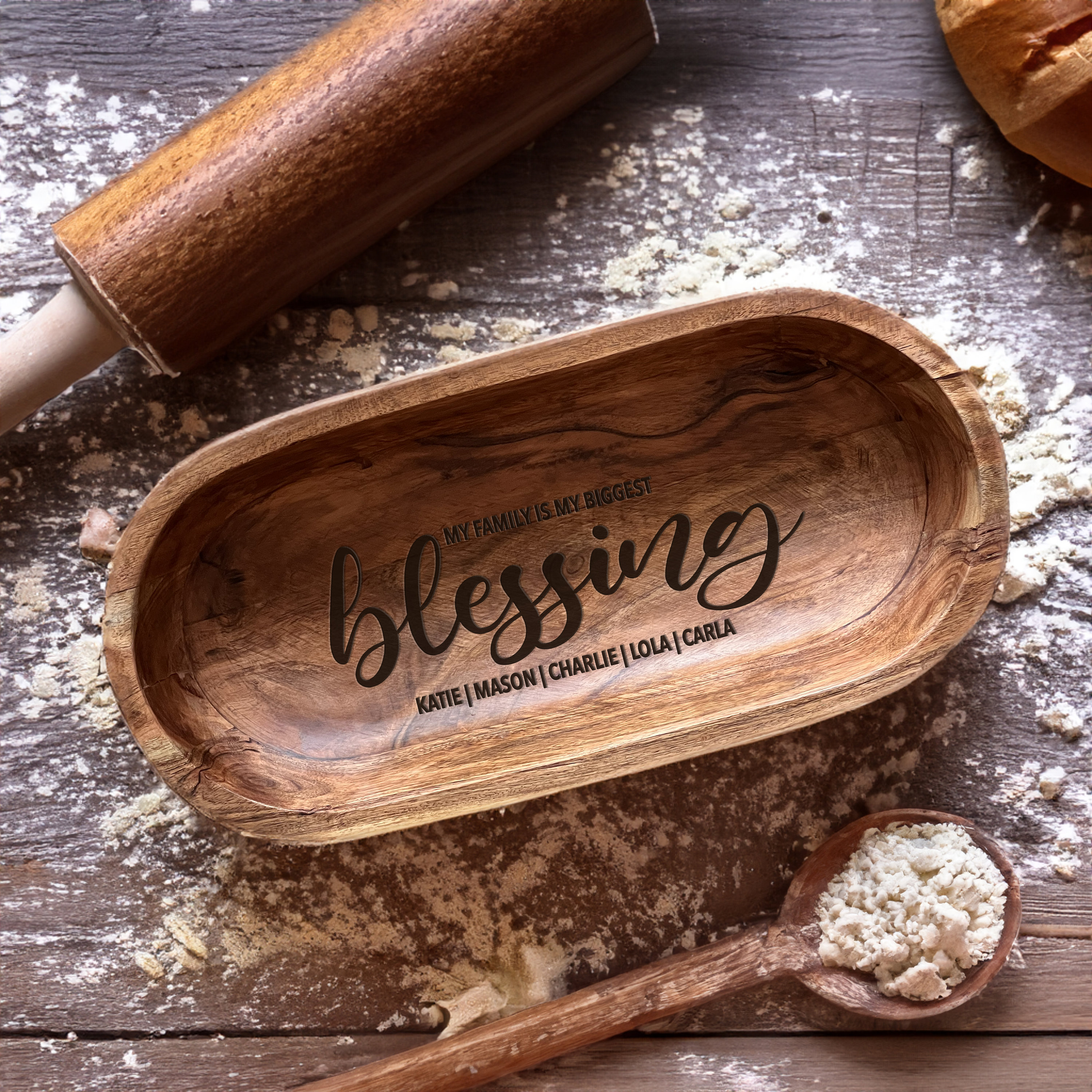 Personalized Prayer Bowl, Religious Gifts, Engraved Wooden Bowl, Easter Home Decor, Dough Bowl, Christian Gifts, Table Centerpiece, Hosting