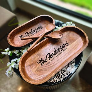Dough Bowl Personalized Gift, Custom Engraved Wooden Bowl Handmade Home Decor Gift For Housewarming, Livingroom Decor Kitchen Family Gift