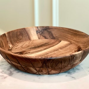 Wood Bowls handmade, Hand Carved Wooden Bowl, Curved Wood Salad Bowl, Natural Wood Fruit Bowl, Decor Bowl for Living Room Kitchen, Wood Gift