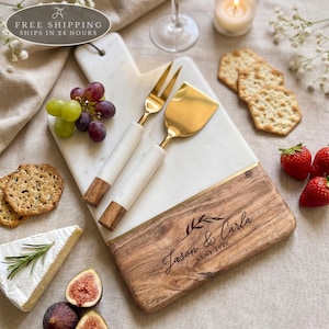 Personalized Marble Wood Cutting Board: Custom Name Board, Wedding Shower Gift, Bridal Shower, Housewarming Gift