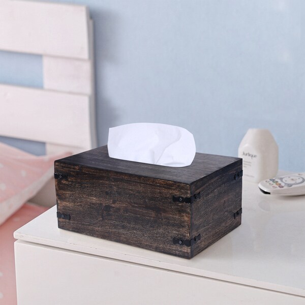 Tissue Box Cover Holder Rectangular, Wood Tissue Box Cover, Tissue Cover with Slide Out Bottom, Tissue Box Hider