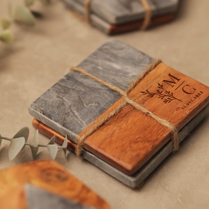 Custom Engraved Wedding Coasters, Personalized Coaster for Wedding Gift, Perfect Gift for Newlyweds, New Home Decor, Engraved Wood Coaster