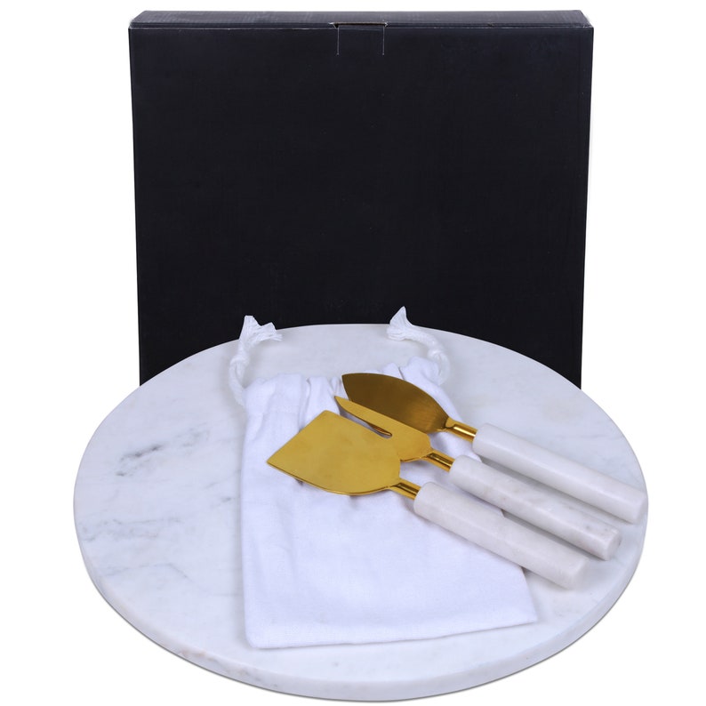 Cheese Board with Marble and Wood Cutlery Set, Marble Cutting Board, 12, perfect for serving tray, cutting board for kitchen and dining image 6